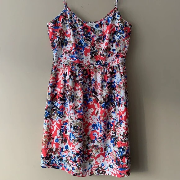 J. Crew Bright Floral Mini dress - 6 (Orange, Blue, Black, White) - Picture 1 of 8